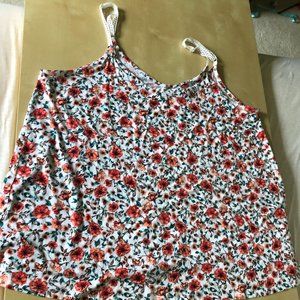Torrid Orange Floral Tank with Crochet Straps